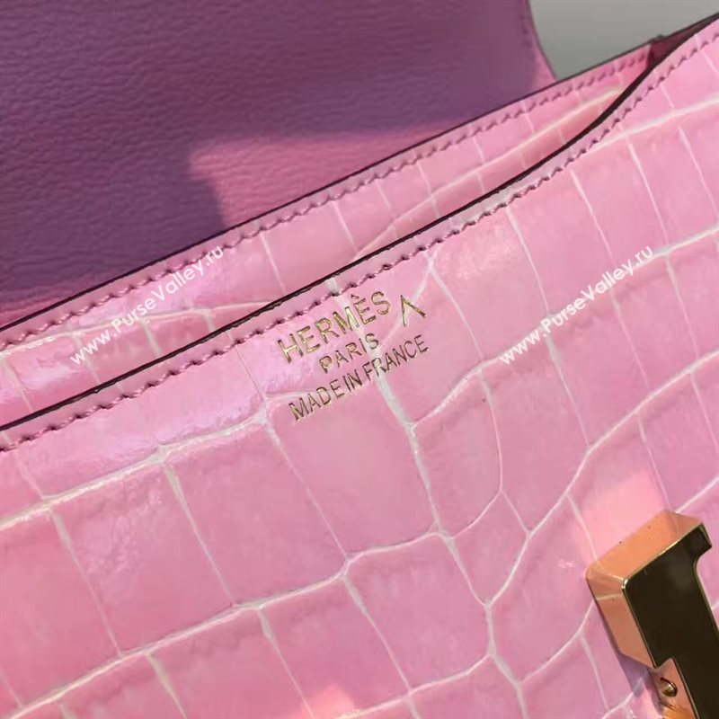 Hermes crocodile Constance pink paint bag 5062