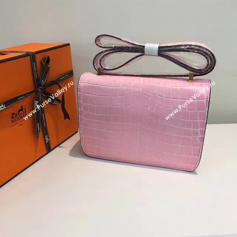 Hermes crocodile Constance pink paint bag 5062