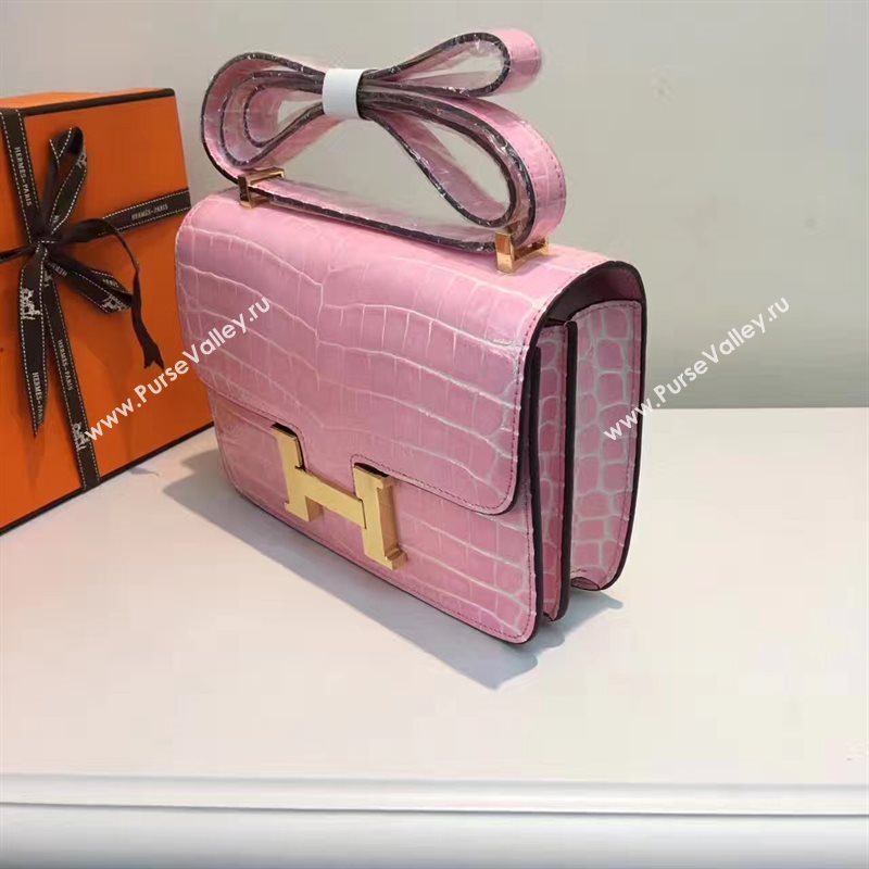 Hermes crocodile Constance pink paint bag 5062
