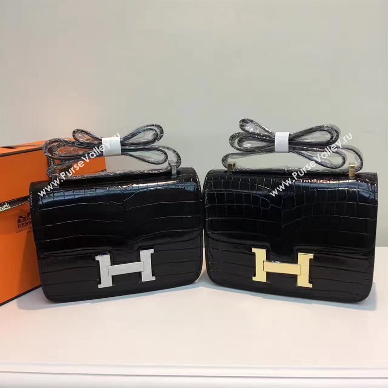 Hermes crocodile Constance black paint bag 5063