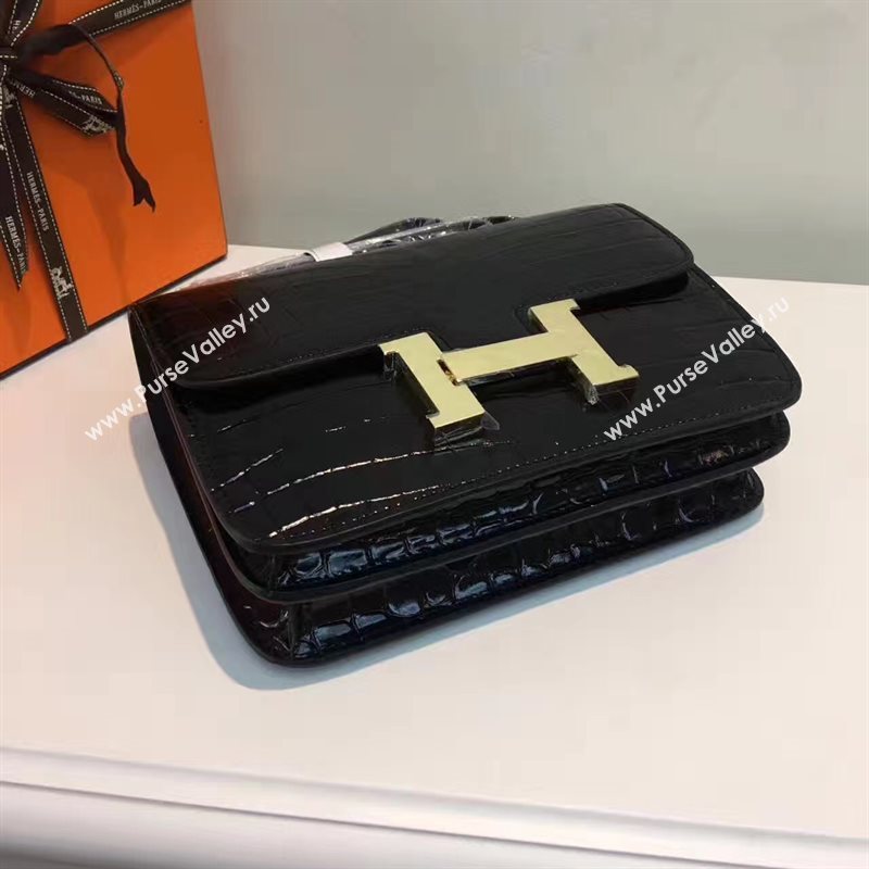 Hermes crocodile Constance black paint bag 5063