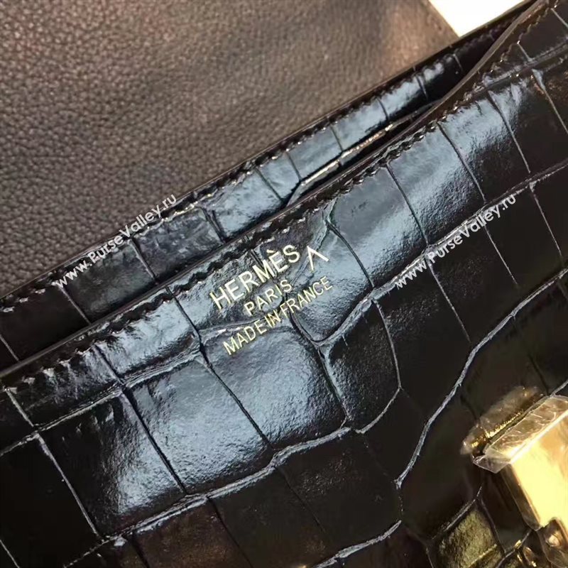 Hermes crocodile Constance black paint bag 5063