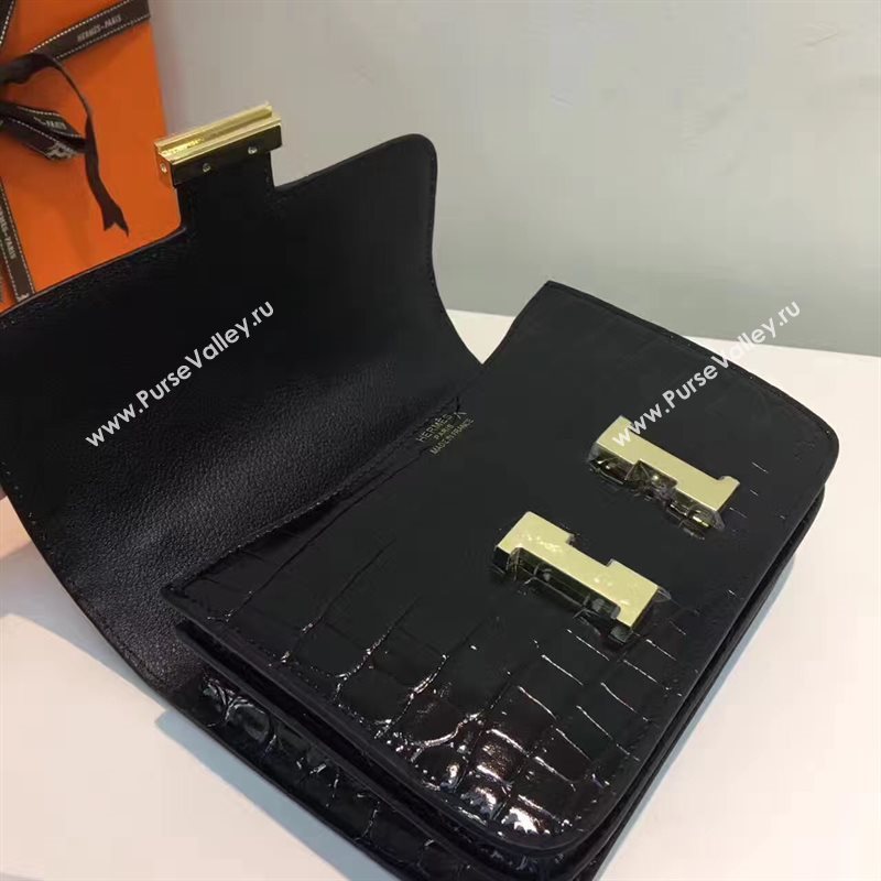 Hermes crocodile Constance black paint bag 5063
