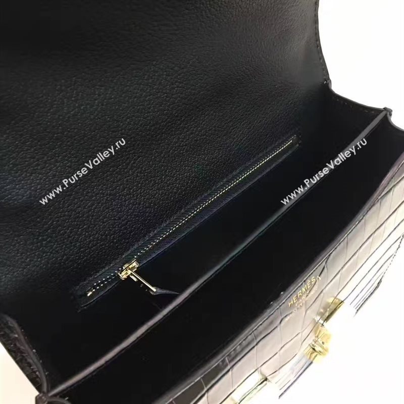 Hermes crocodile Constance black paint bag 5063