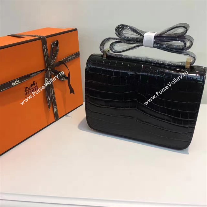 Hermes crocodile Constance black paint bag 5063
