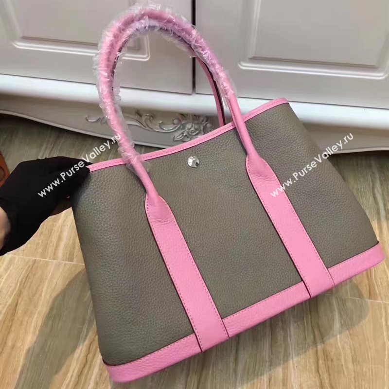 Hermes Garden Party tri-color gray handbag pink bag 5064