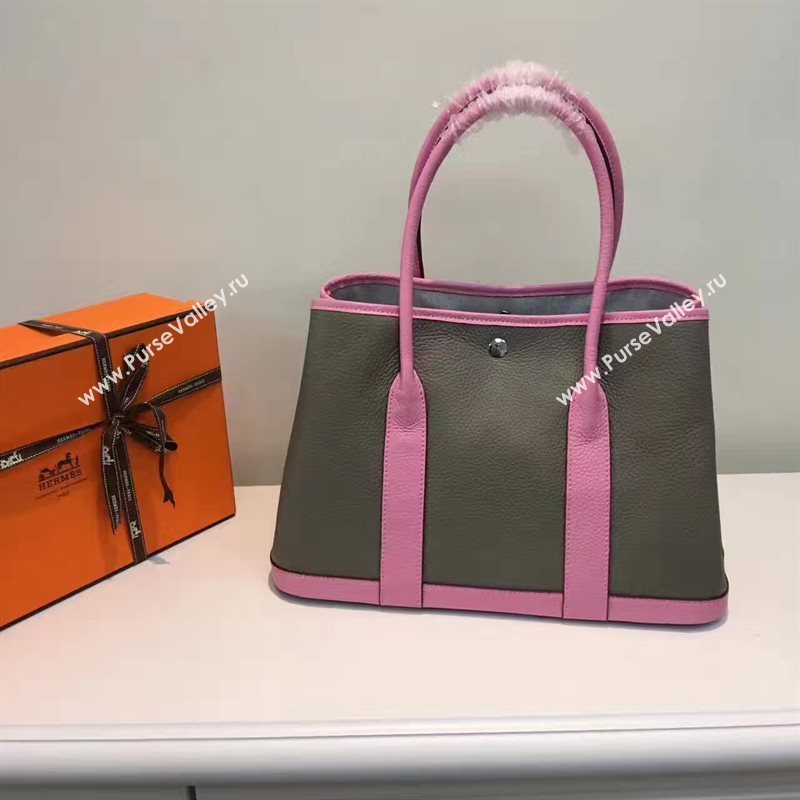 Hermes Garden Party tri-color gray handbag pink bag 5064