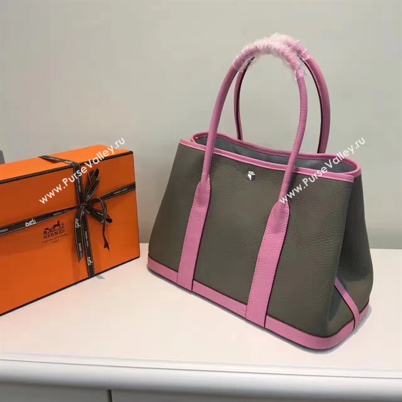 Hermes Garden Party tri-color gray handbag pink bag 5064