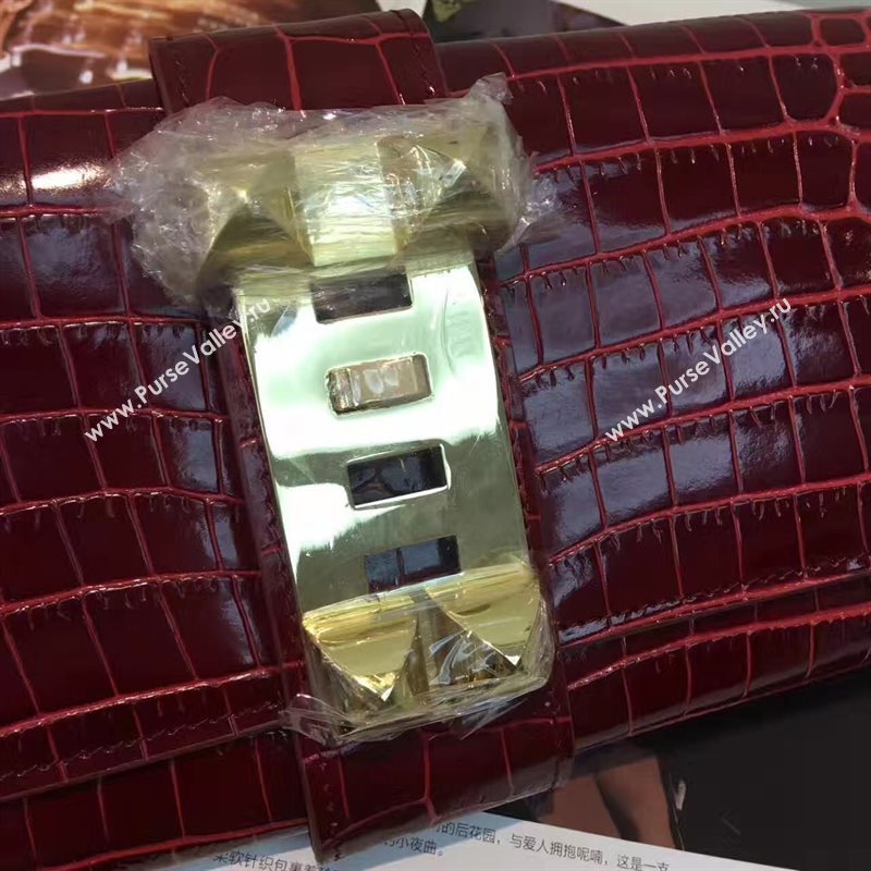 Hermes large crocodile clutch wine bag 5070