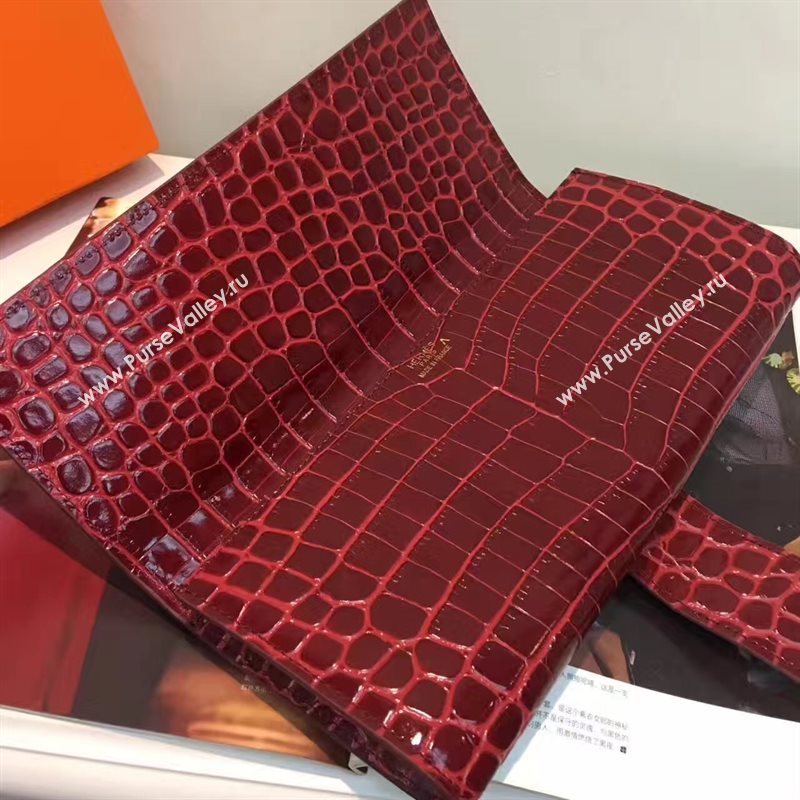 Hermes large crocodile clutch wine bag 5070