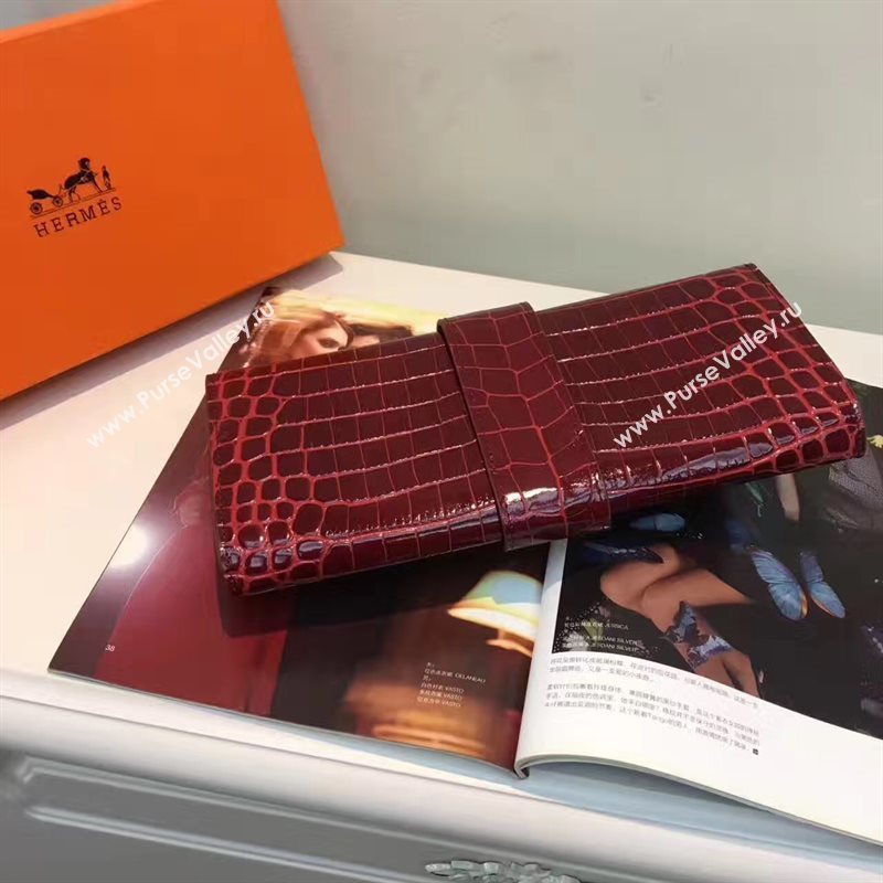 Hermes large crocodile clutch wine bag 5070
