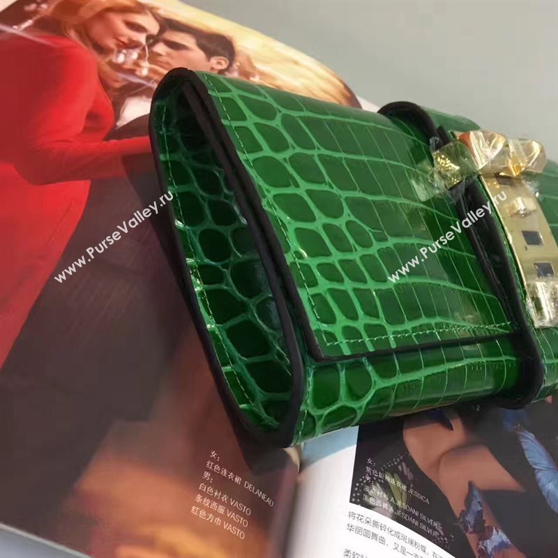 Hermes large crocodile clutch green bag 5071