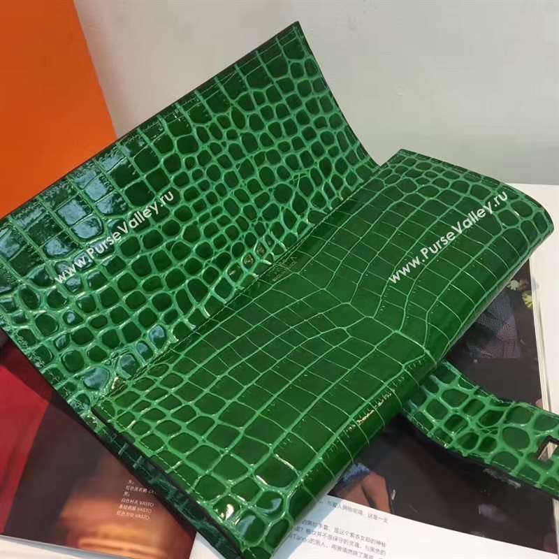 Hermes large crocodile clutch green bag 5071