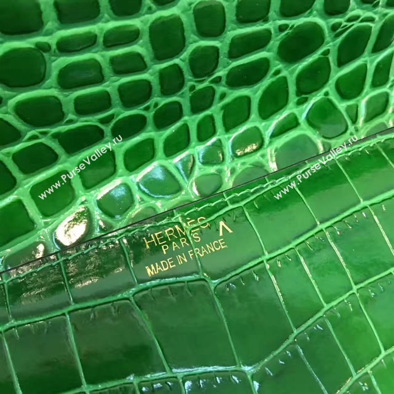 Hermes large crocodile clutch green bag 5071
