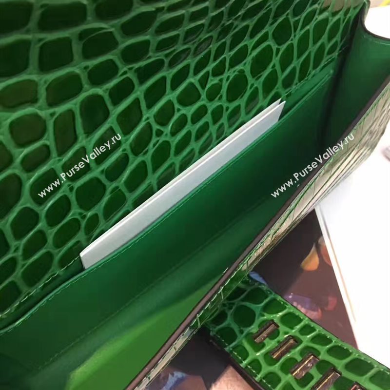 Hermes large crocodile clutch green bag 5071
