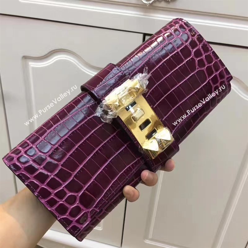 Hermes large crocodile clutch wine bag 5072