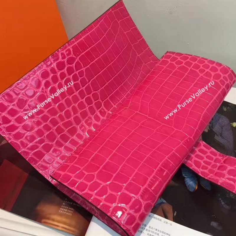 Hermes large crocodile rose clutch red bag 5073