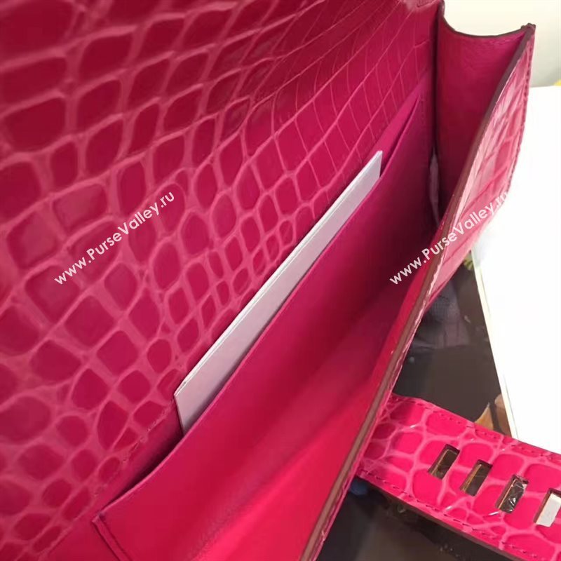 Hermes large crocodile rose clutch red bag 5073