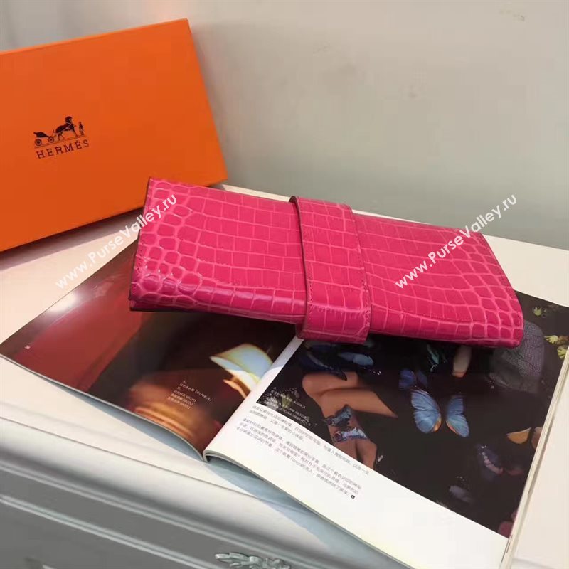Hermes large crocodile rose clutch red bag 5073