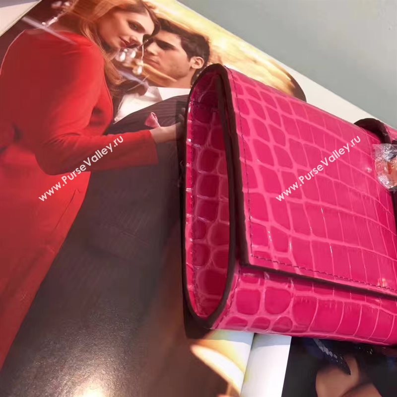 Hermes large crocodile rose clutch red bag 5073