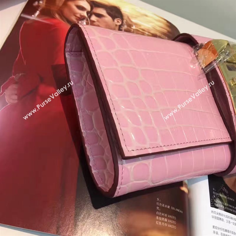 Hermes large crocodile clutch pink bag 5074