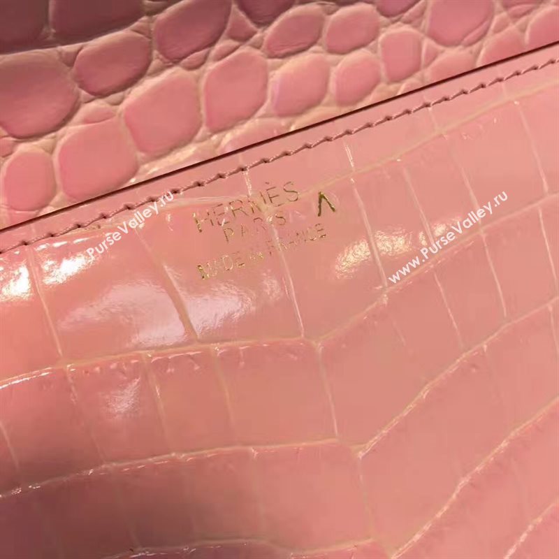 Hermes large crocodile clutch pink bag 5074