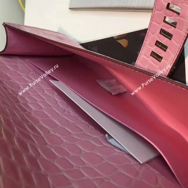 Hermes large crocodile clutch pink bag 5074