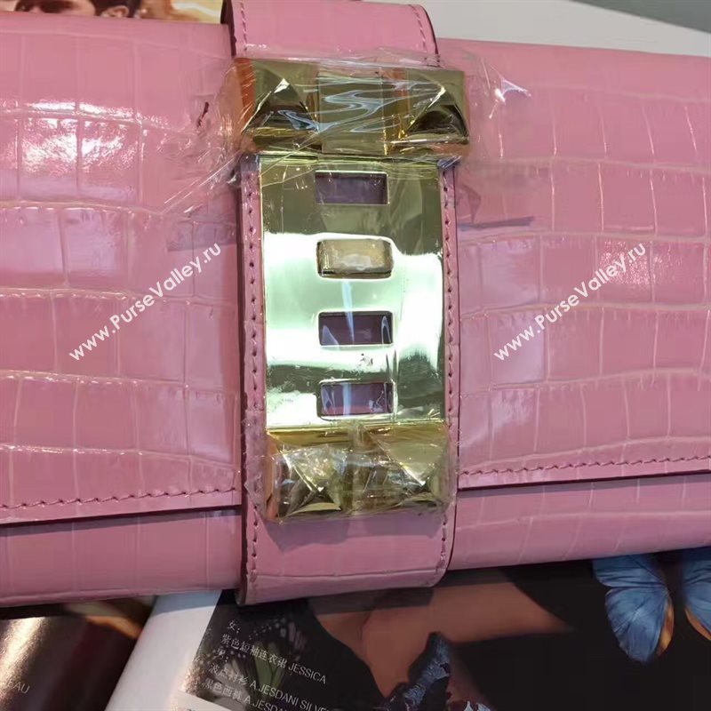 Hermes large crocodile clutch pink bag 5074