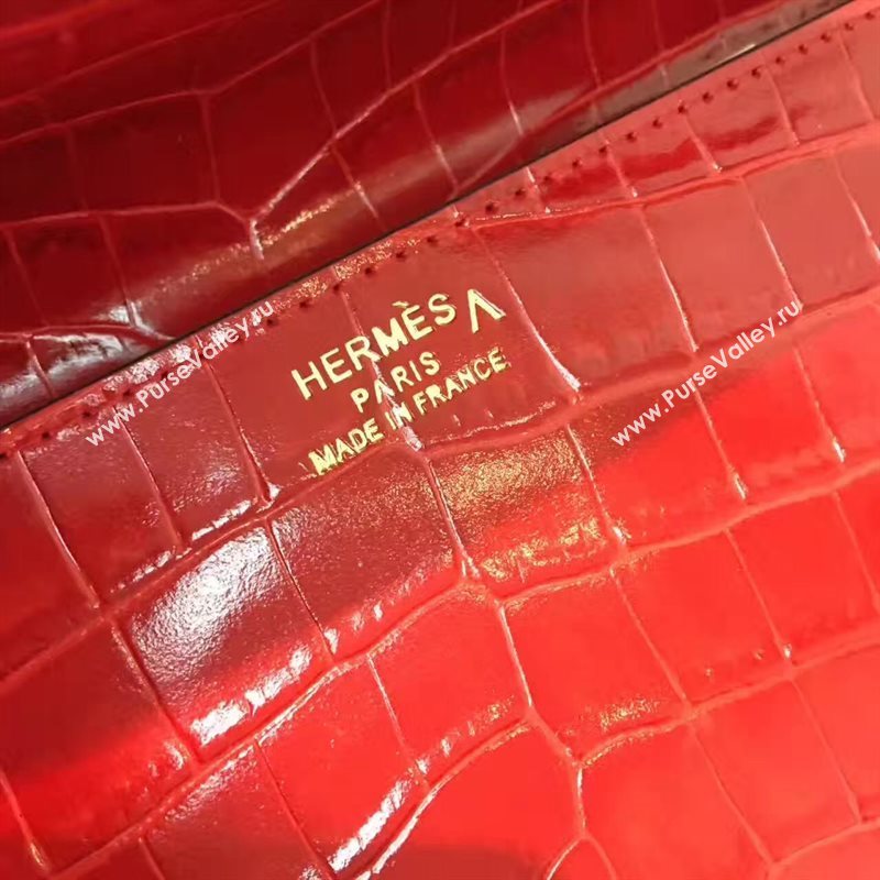 Hermes large crocodile clutch red bag 5075