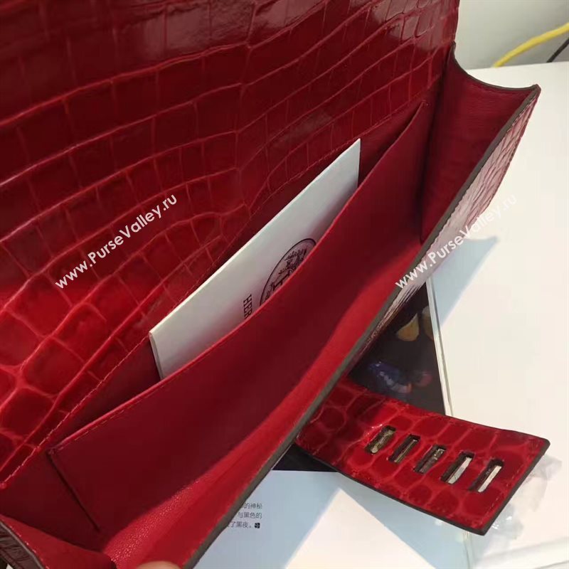 Hermes large crocodile clutch red bag 5075