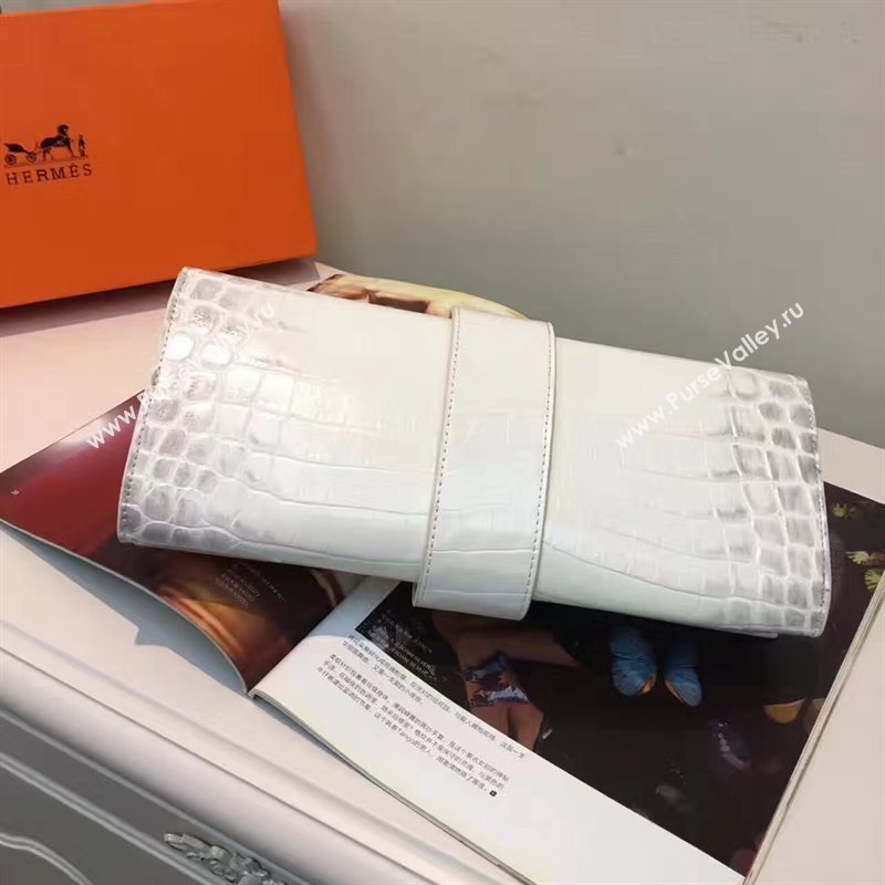 Hermes large crocodile clutch gray bag 5076