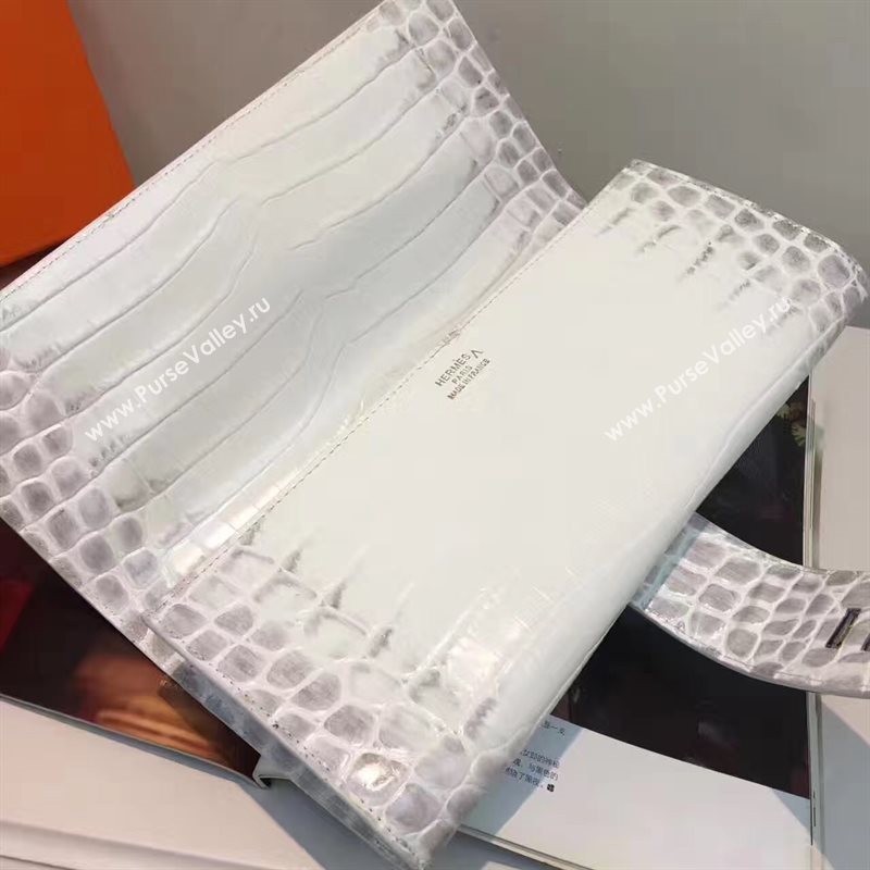 Hermes large crocodile clutch gray bag 5076