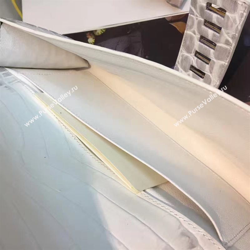 Hermes large crocodile clutch gray bag 5076