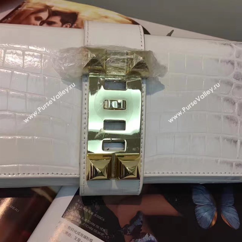 Hermes large crocodile clutch gray bag 5076