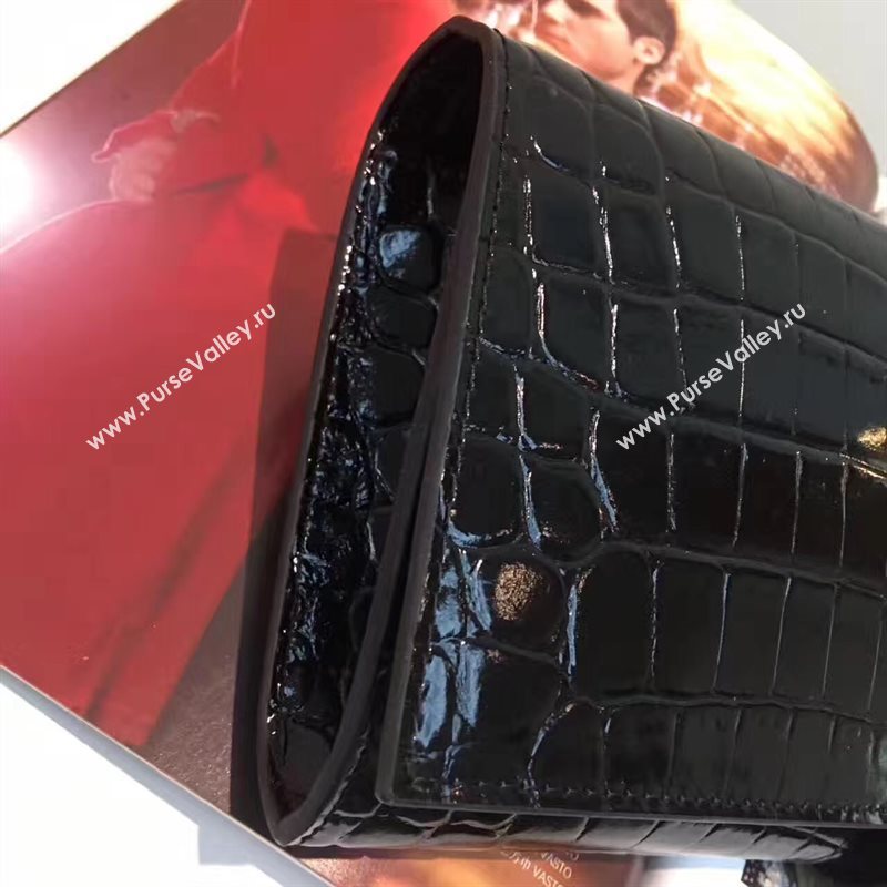 Hermes large crocodile clutch black bag 5077