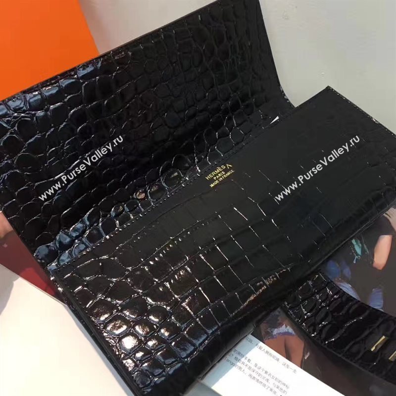 Hermes large crocodile clutch black bag 5077