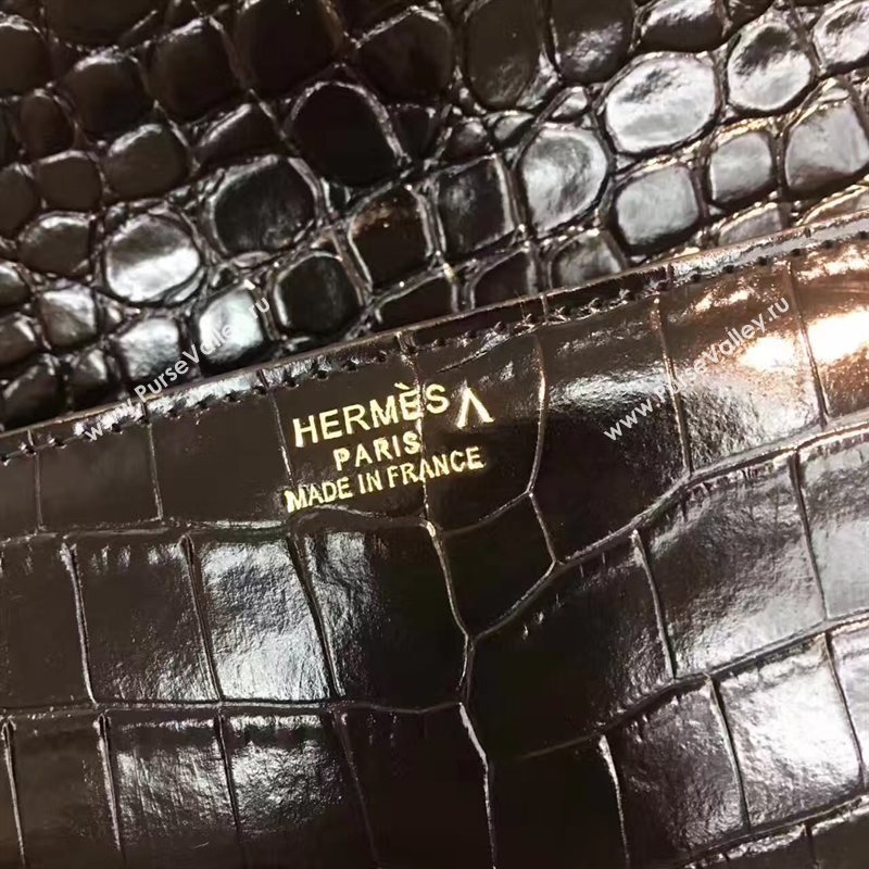 Hermes large crocodile clutch black bag 5077