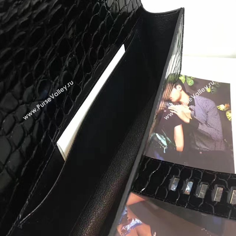 Hermes large crocodile clutch black bag 5077