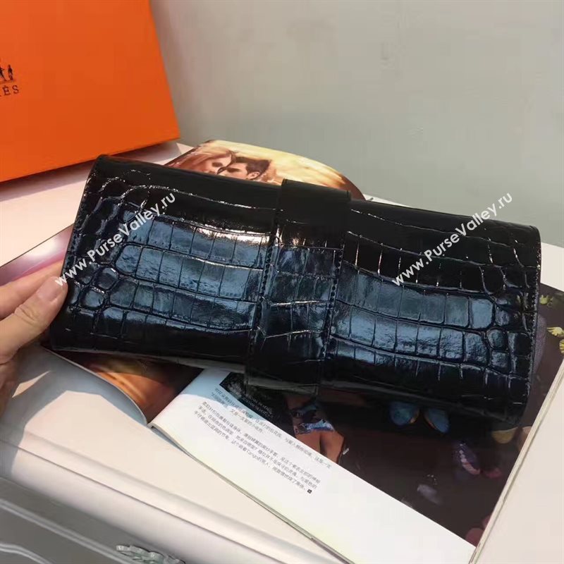 Hermes large crocodile clutch black bag 5077