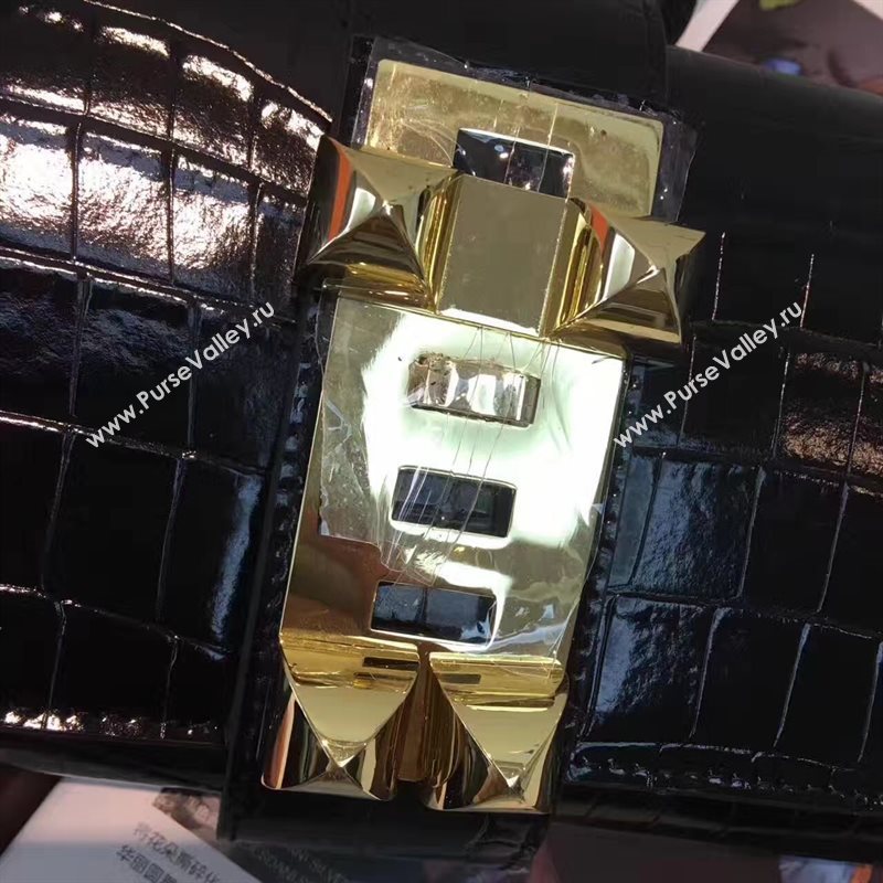 Hermes large crocodile clutch black bag 5077