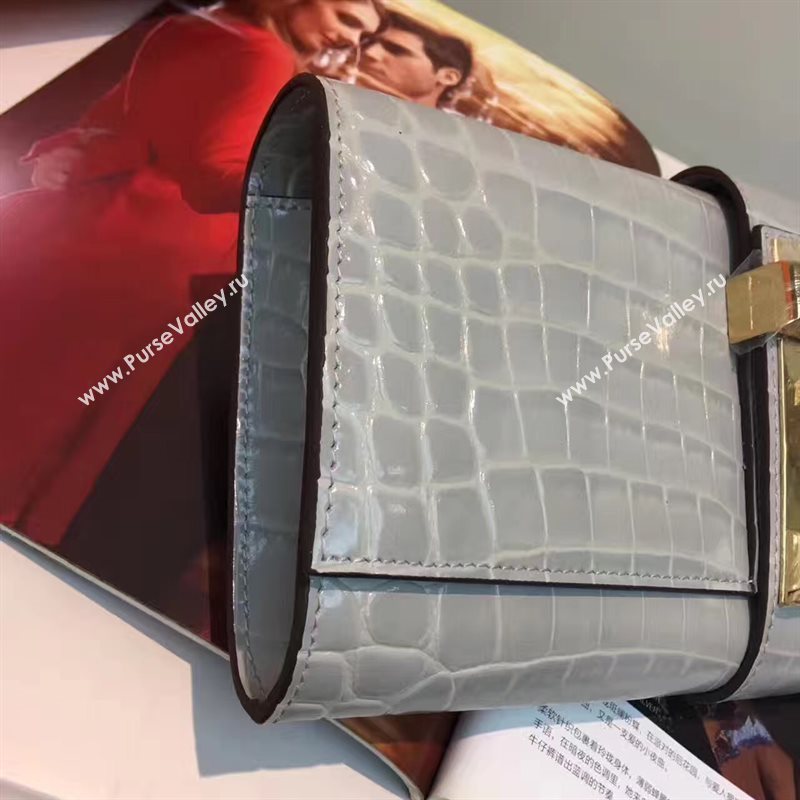 Hermes large crocodile clutch gray bag 5078