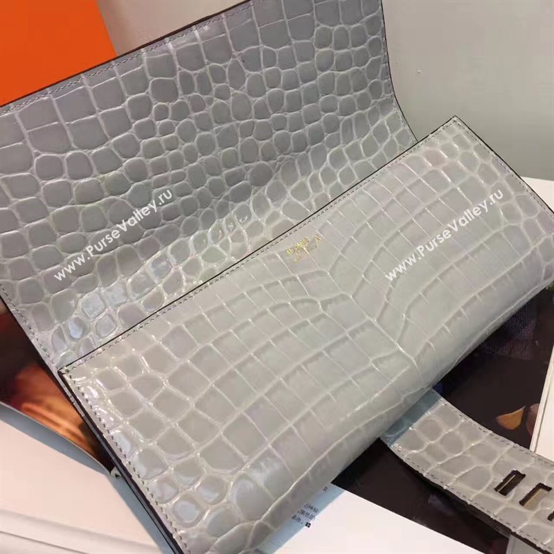 Hermes large crocodile clutch gray bag 5078