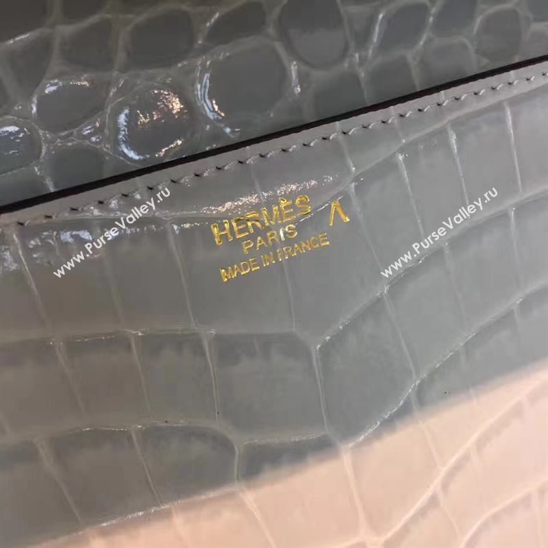 Hermes large crocodile clutch gray bag 5078