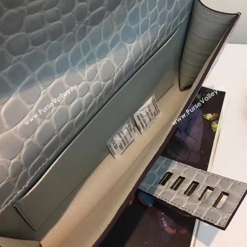 Hermes large crocodile clutch gray bag 5078