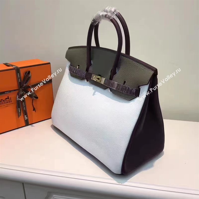 Hermes tri-color Birkin black cream bag 5084