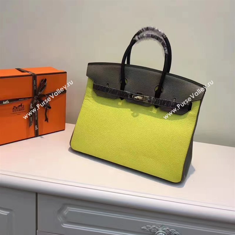 Hermes tri-color Birkin gray yellow bag 5086