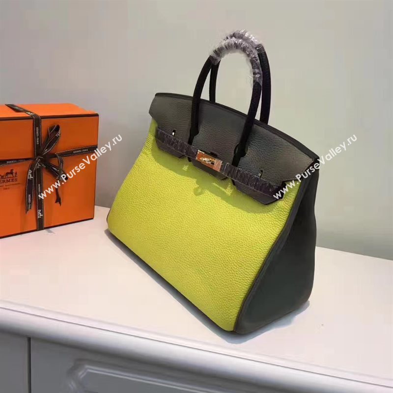 Hermes tri-color Birkin gray yellow bag 5086