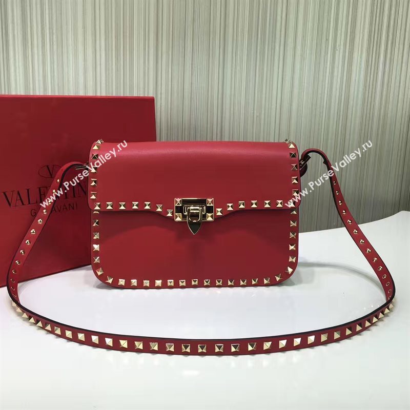 Valentino rockstud shoulder red dark bag 5017