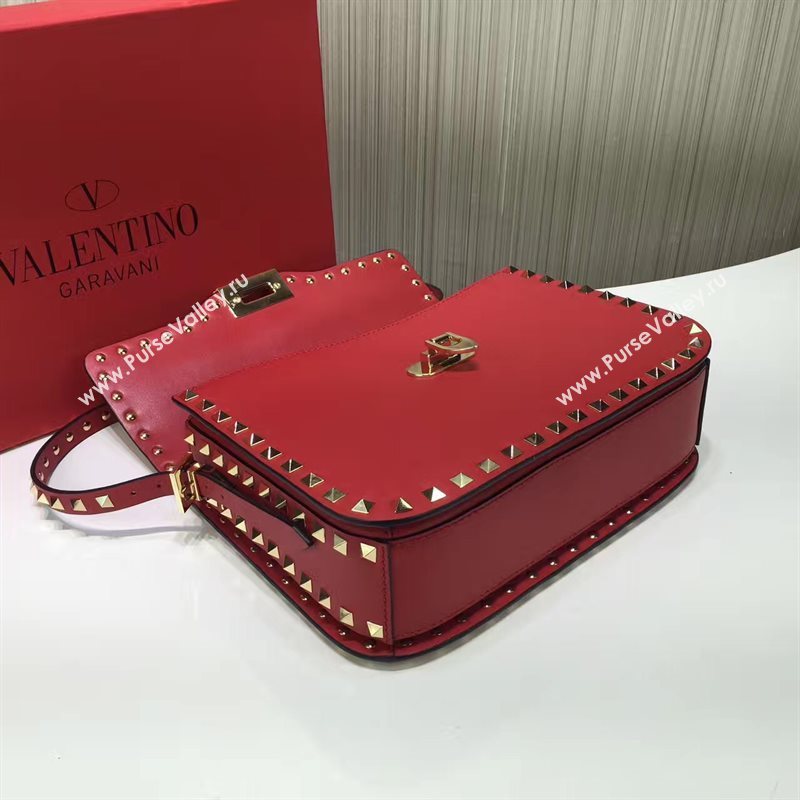 Valentino rockstud shoulder red dark bag 5017