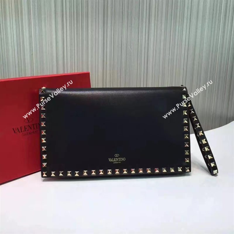 Valentino black clutch rockstud bag 5020